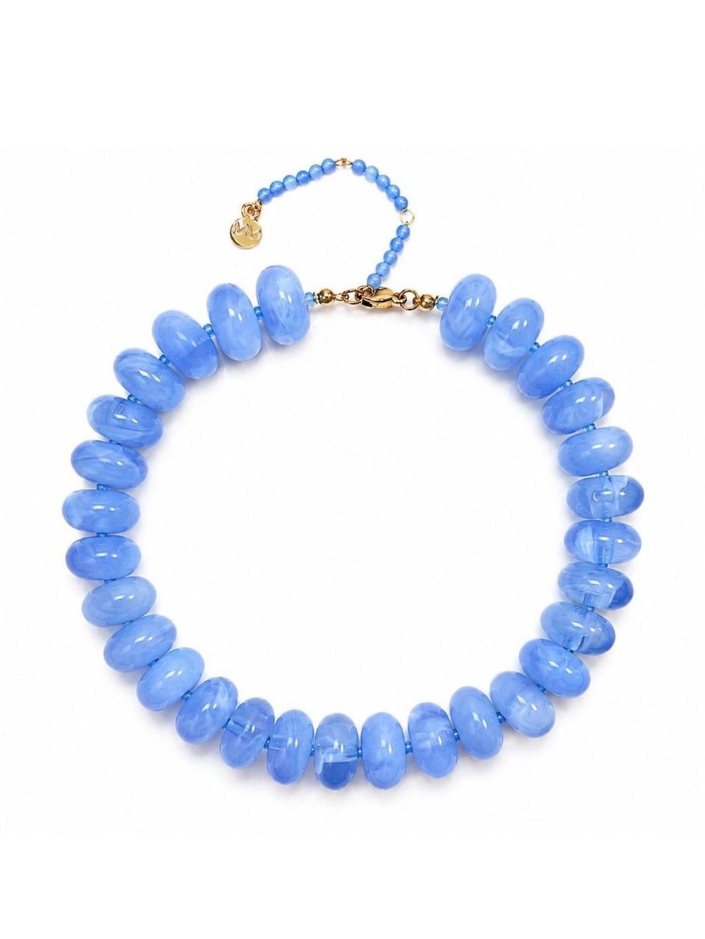 Blue Aventurine Beaded Necklace - Oval Pebble Beads